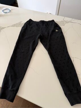 Octobers Very Own Black Embossed Men's Jogger Sweatpants with Subtle Gold Accent